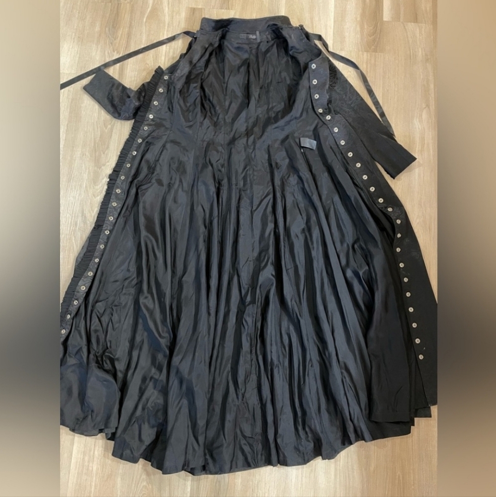 Rare Lip Service Exit To Eden Black Satin Long Lost Coat Keyhole Victorian - Picture 10 of 15